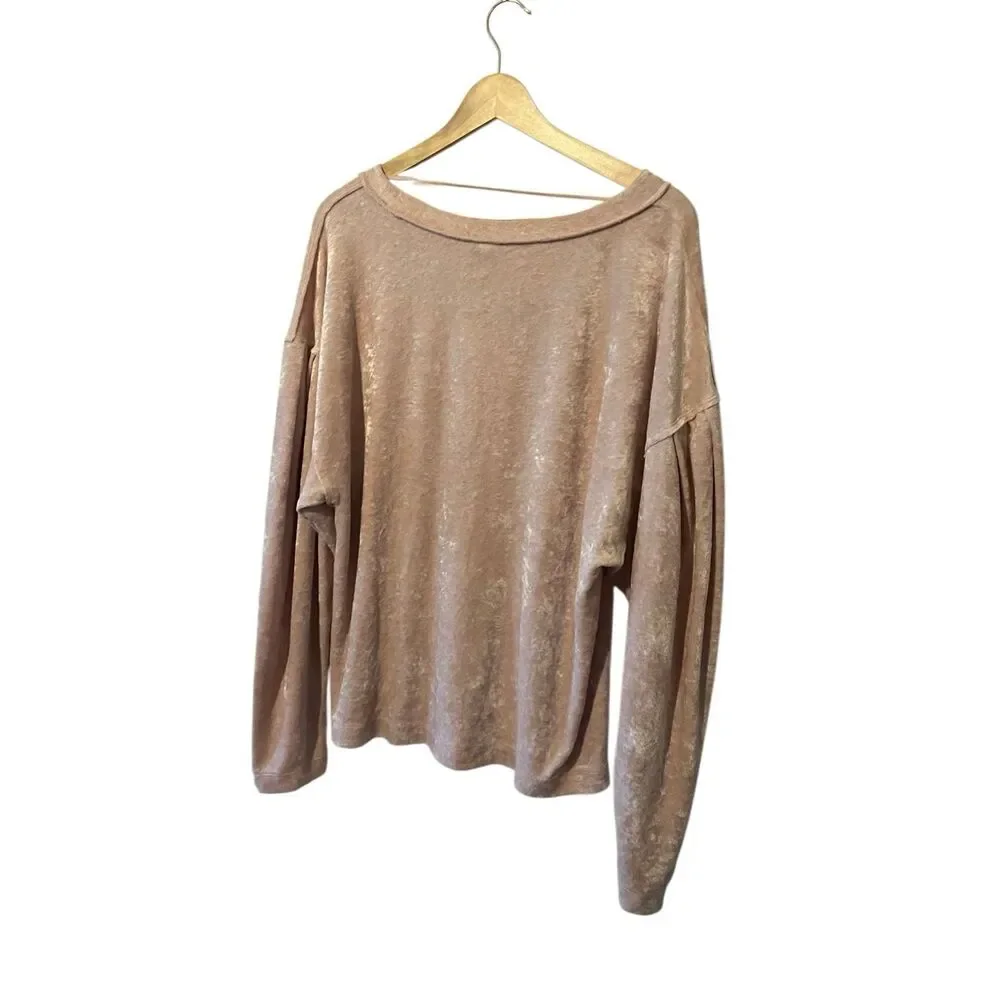 Free People We The Free In My Element Velour Oversized Top Dusty Rose Small